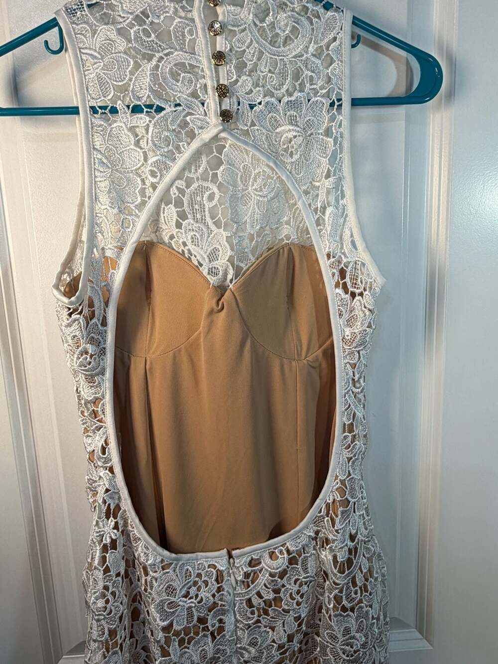 MISHA Eline Lace Midi Dress White Nude Size S - Picture 11 of 13